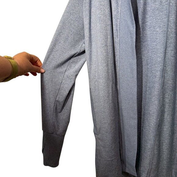 Athleta Womens uptempo wrap blue Hooded Open Cardigan Lightweight Long Sleeve L - Picture 2 of 5